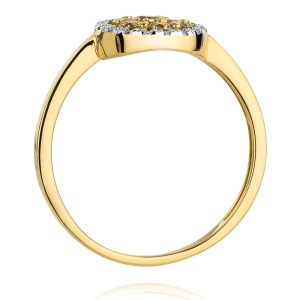 Pierścionek z Brązowymi Brylantami 0,35ct i Diamentami wykonany ze złota próby 585. W-0440BR